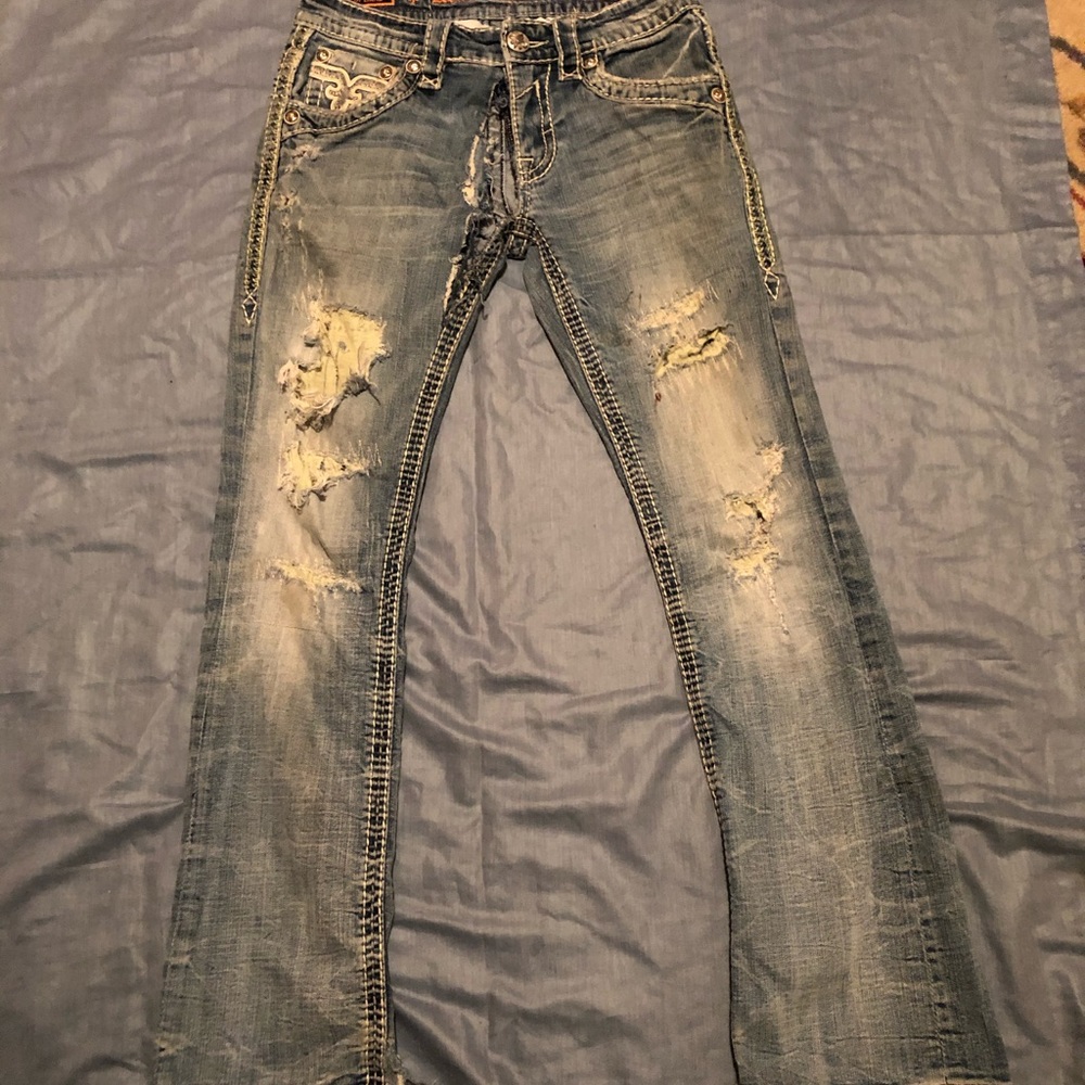 Rock revival distressed jeans size 28